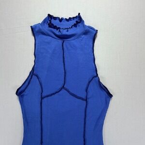 Urban Outfitters Blue Ribbed Mock Neck Cutout Back Mini Dress Size S‎